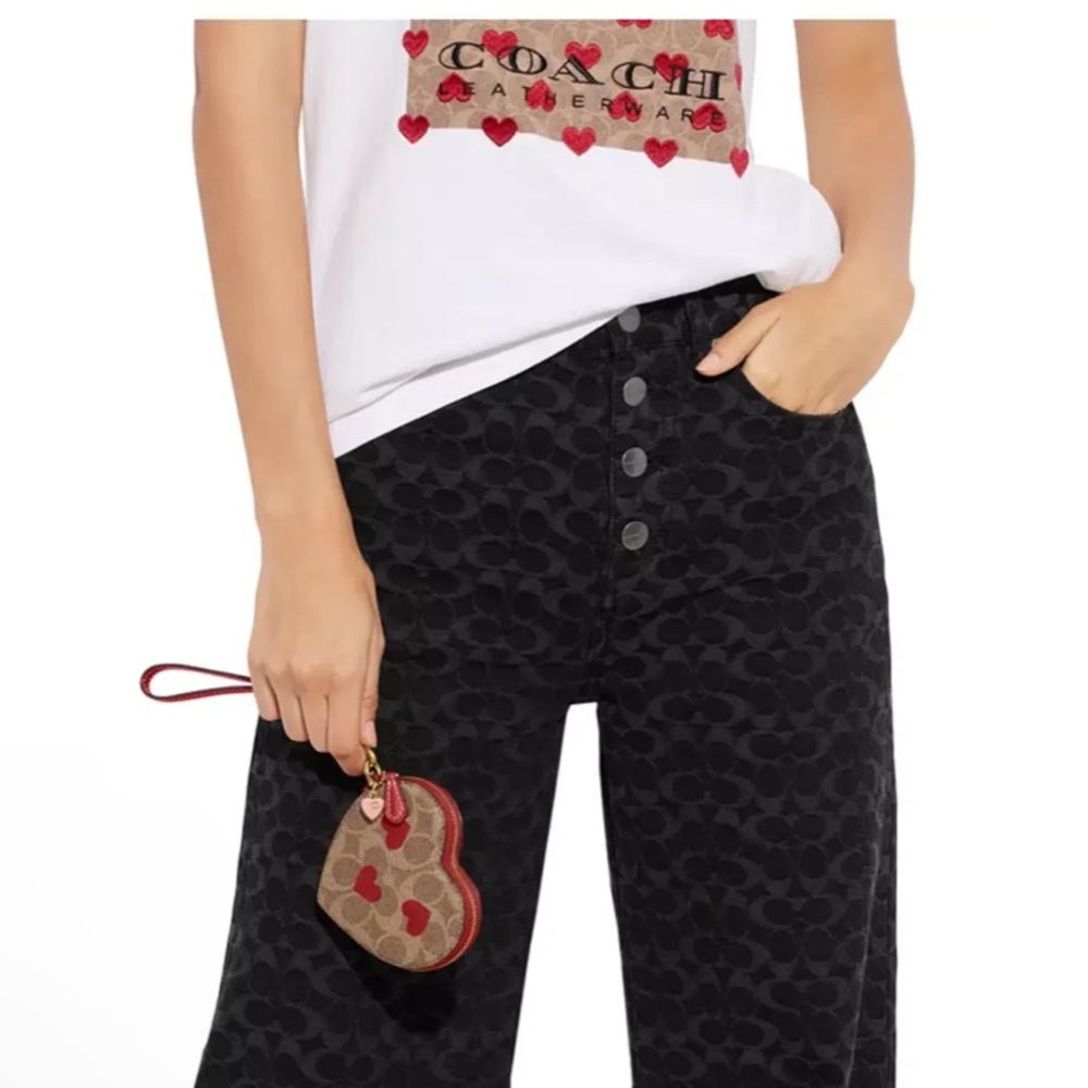 Coach Coated Canvas Coin Purse with Calf Leather Wristlet Strap NWT $125 MSRP - Picture 4 of 4